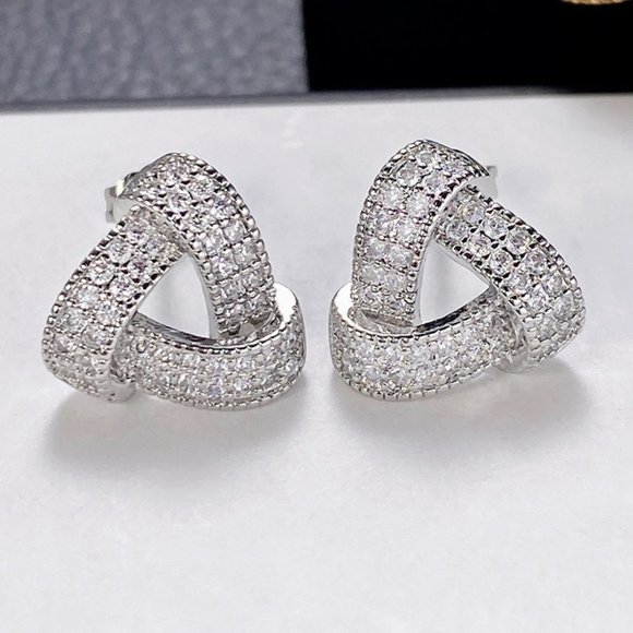 Jewelry - 🎀 Beautiful Full Diamond CZ Triangle Shape Stud Earrings for Women, HA4501